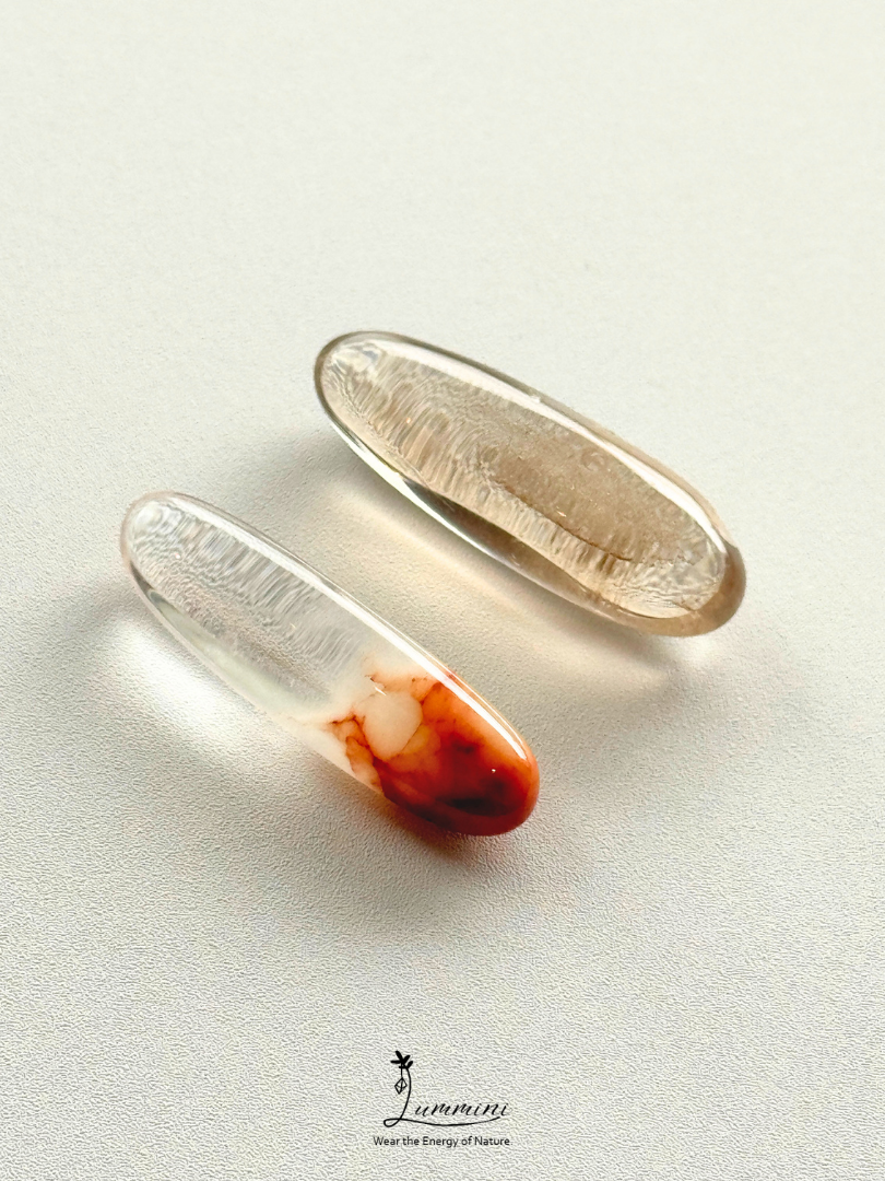 Natural Included Quartz Pocket Stone /  Capsule Value Pack – Rabbit Hair & Smoky Inclusion, 2 Pieces