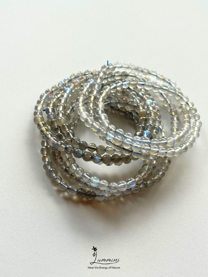 Natural Strong Blue Flash Grey Moonstone Multi-Wrap Bracelet – 5.3mm – Random Selection