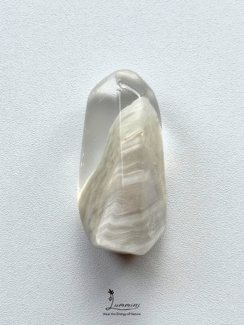 Natural White Rabbit Hair Quartz Freeform Pocket Stone - 7g