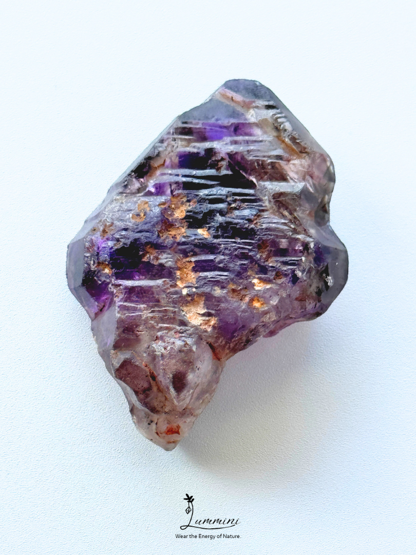 Natural Zimbabwe Super Seven Raw Crystal Specimen with Double-Sided Skeletal Growth, Circuit-Board – 32g, 51.5mm
