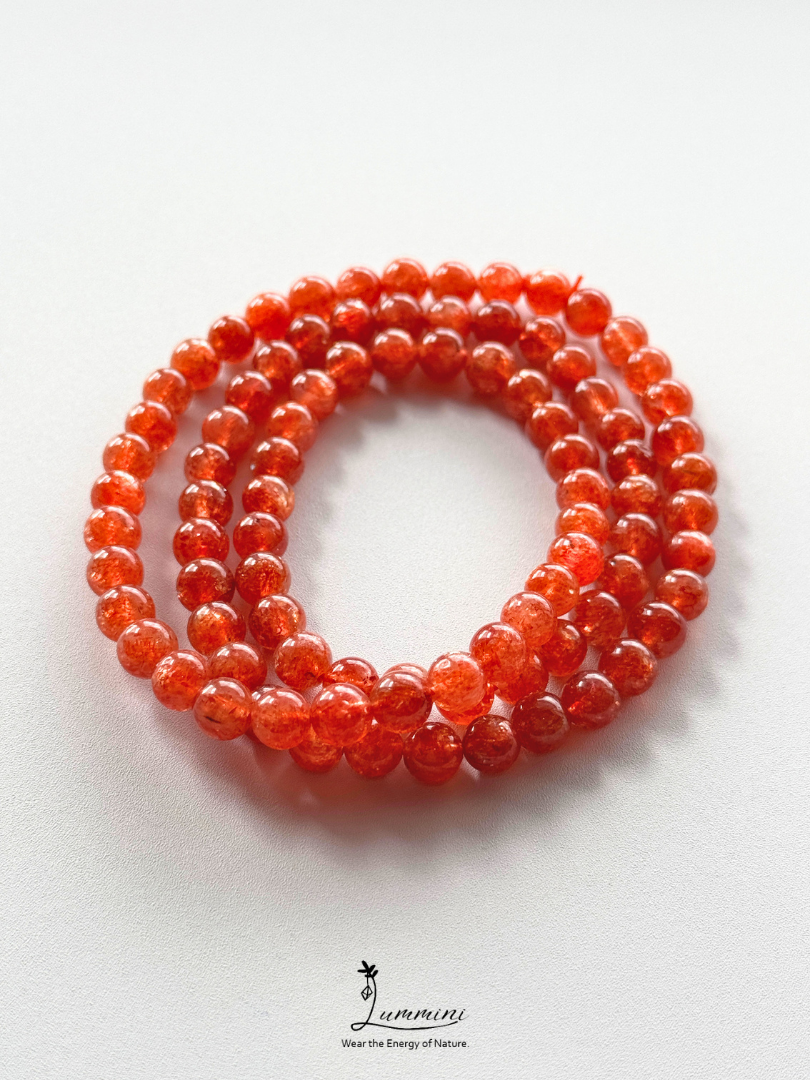 Grade AAA Genuine Natural Gold Sunstone Bracelet - Vivid Orange-Red – 6.5mm