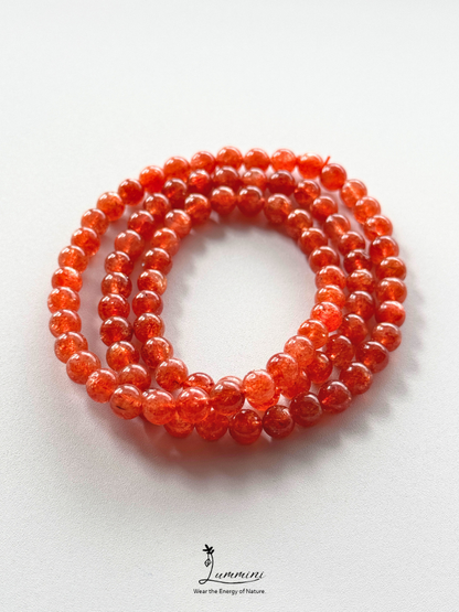 Grade AAA Genuine Natural Gold Sunstone Bracelet - Vivid Orange-Red – 6.5mm