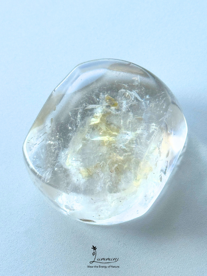 Natural Skeletal Inclusion Quartz Freeform Palm Stone – 84g, 47.5mm