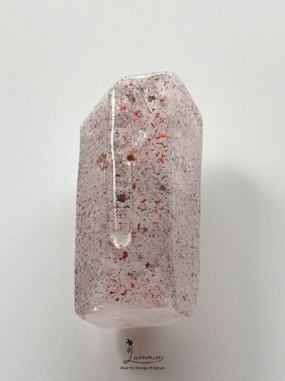 Natural Inclusion Quartz Tower / Hand Stone – Red “Venom Flower” Inclusions, 128g, One of a Kind