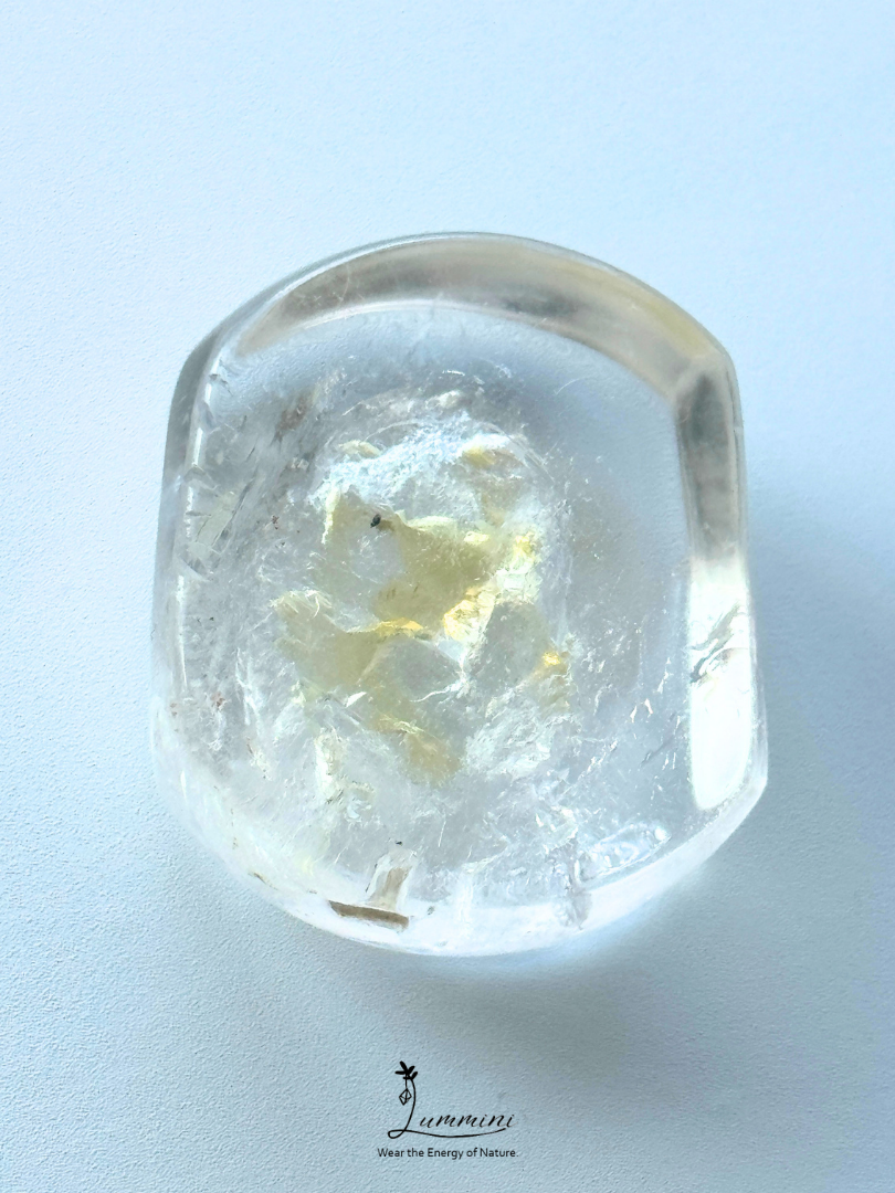 Natural Skeletal Inclusion Quartz Freeform Palm Stone – 84g, 47.5mm