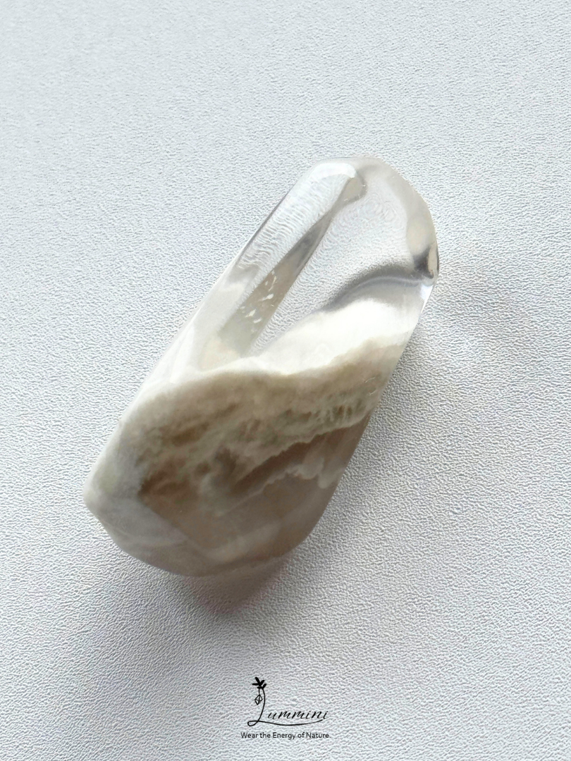 Natural White Rabbit Hair Quartz Freeform Pocket Stone - 7g