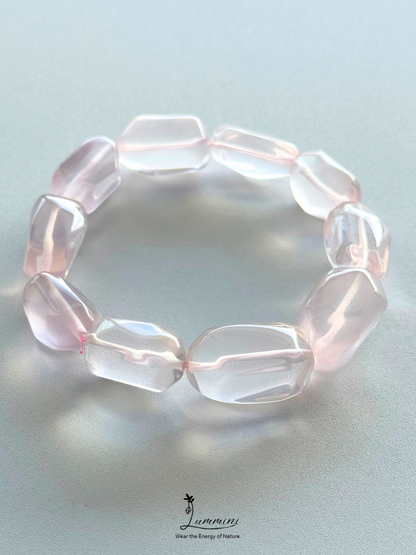 Genuine AAA Natural Rose Quartz Freeform Bracelet – Approx. 12–13mm, Self Love Healing Bracelet