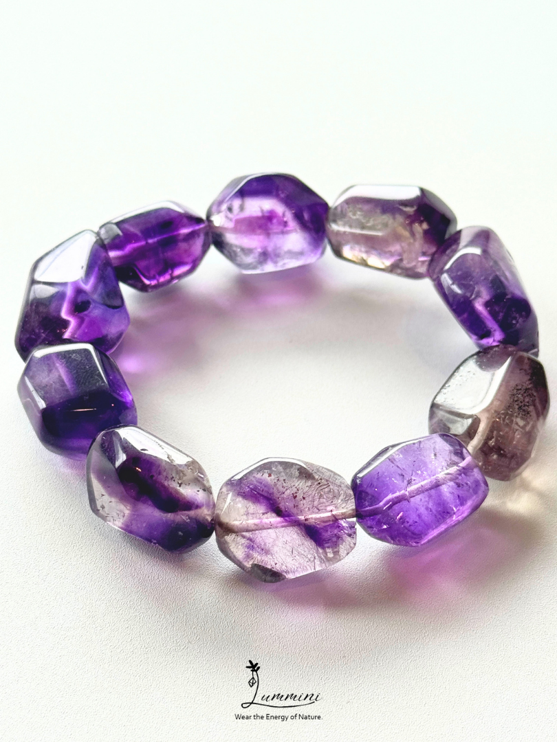 Rare & Distinctive - Natural Uruguay Super Seven Bracelet – Hand-Cut and Polished Freeform Beads 12–15mm, One of a Kind