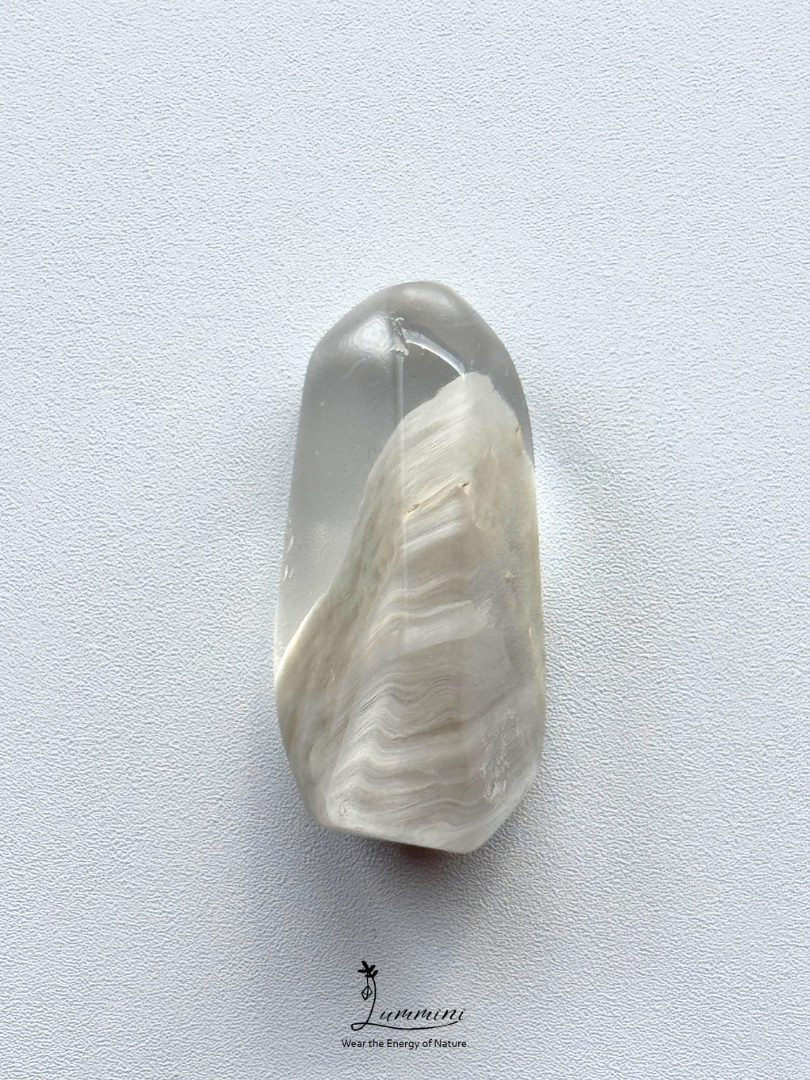 Natural White Rabbit Hair Quartz Freeform Pocket Stone - 7g