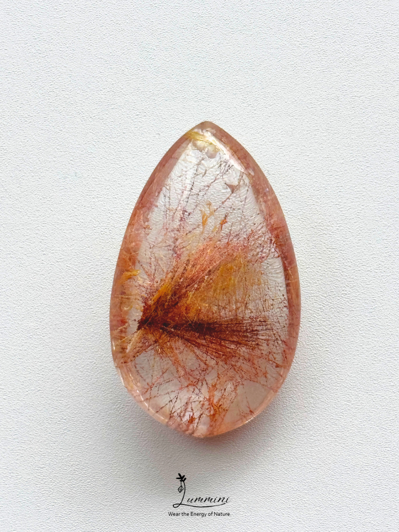 Natural Golden & Copper Rutilated Quartz Pendant – Frosted Mineral Surface