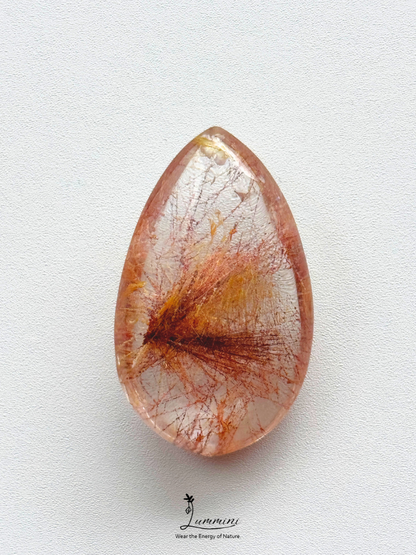 Natural Golden & Copper Rutilated Quartz Pendant – Frosted Mineral Surface