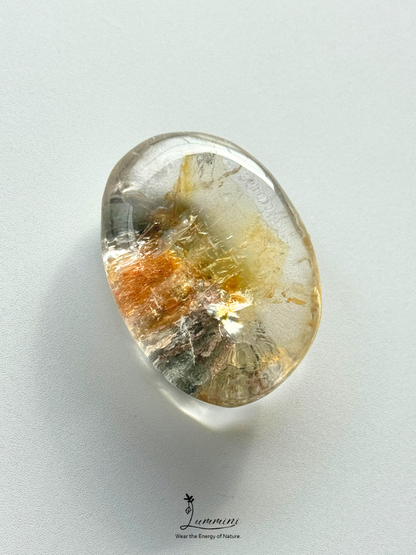 Natural Garden Quartz Palm Stone with Garden & Flower Inclusions – 80g, 57mm