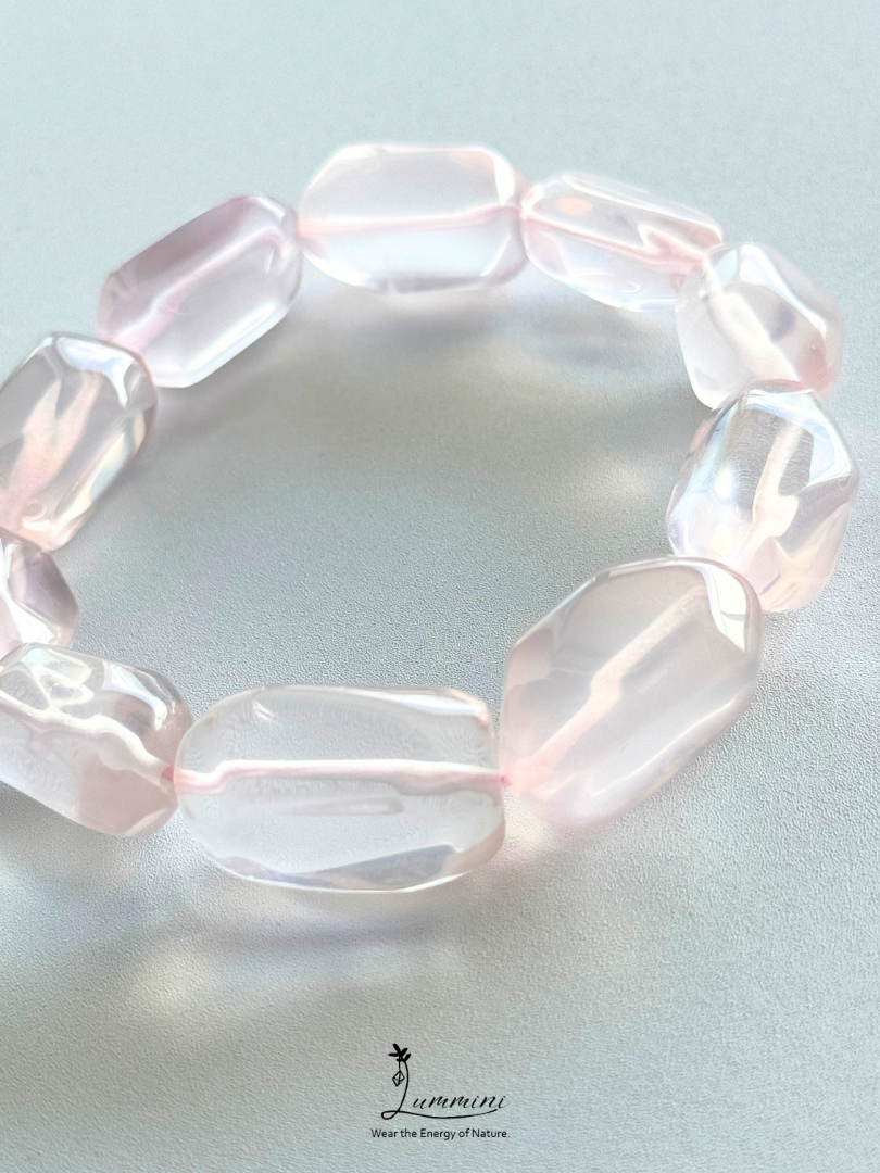 Genuine AAA Natural Rose Quartz Freeform Bracelet – Approx. 12–13mm, Self Love Healing Bracelet