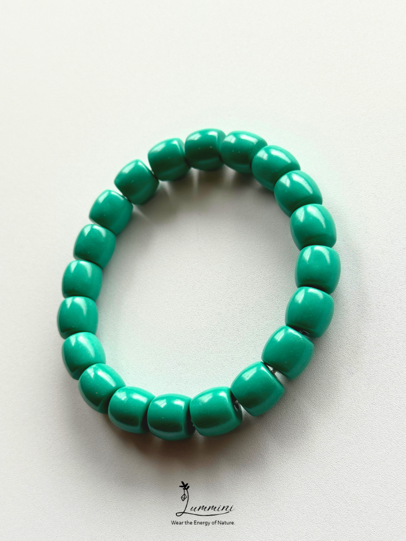 Natural Green Magnesite Barrel Bead Bracelet – 10 × 9.5mm – Random Selection
