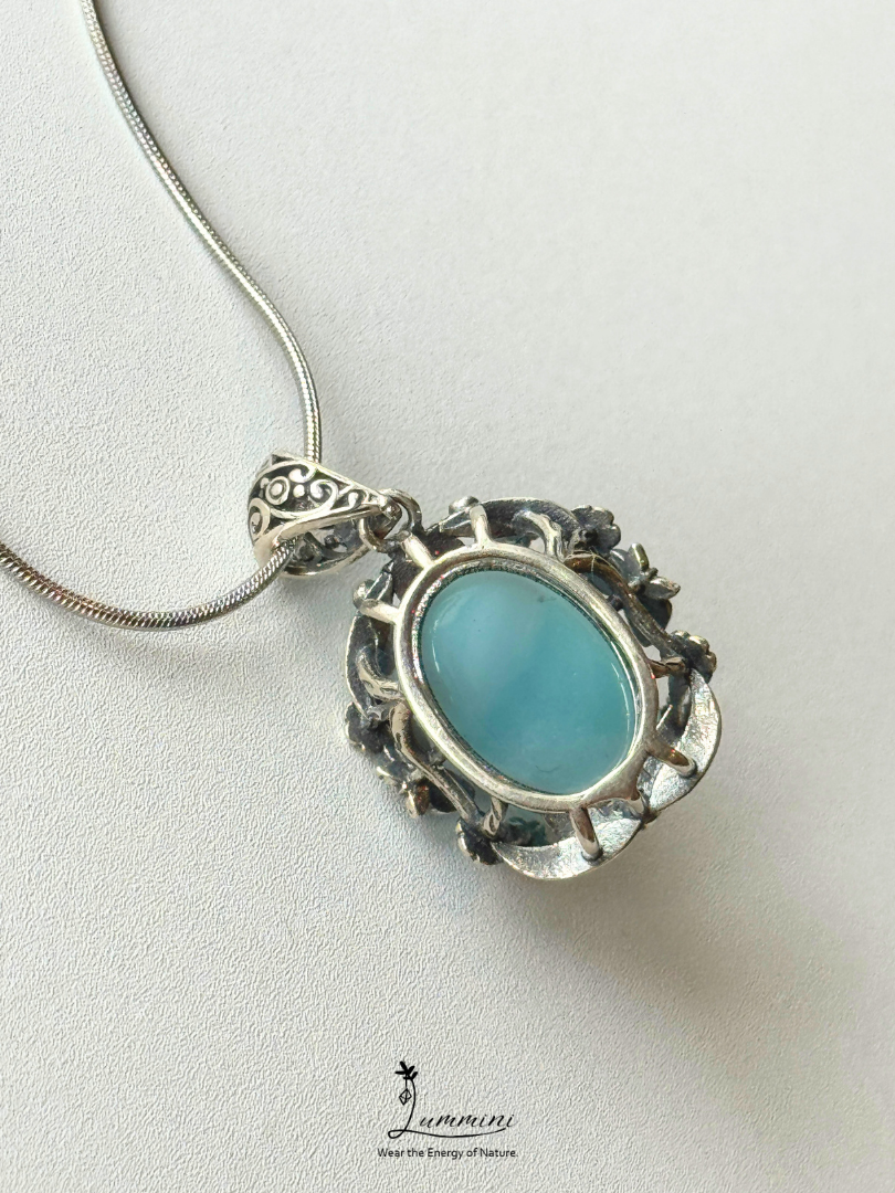 Genuine Natural Larimar Pendant Necklace in Silver 925 Setting – 18*20*14 mm, Gift Ready, One of a Kind, Larimar Jewellery