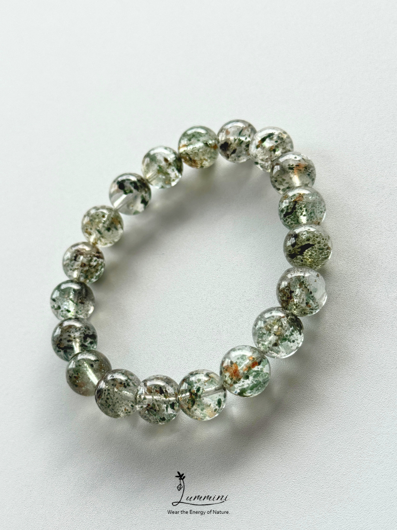 Rare Natural Green Mica Inclusion Quartz Bracelet – 10.5mm, One of a Kind, Gift Ready