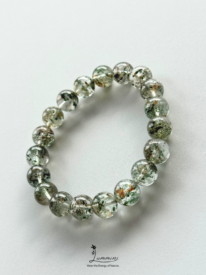 Rare Natural Green Mica Inclusion Quartz Bracelet – 10.5mm, One of a Kind, Gift Ready