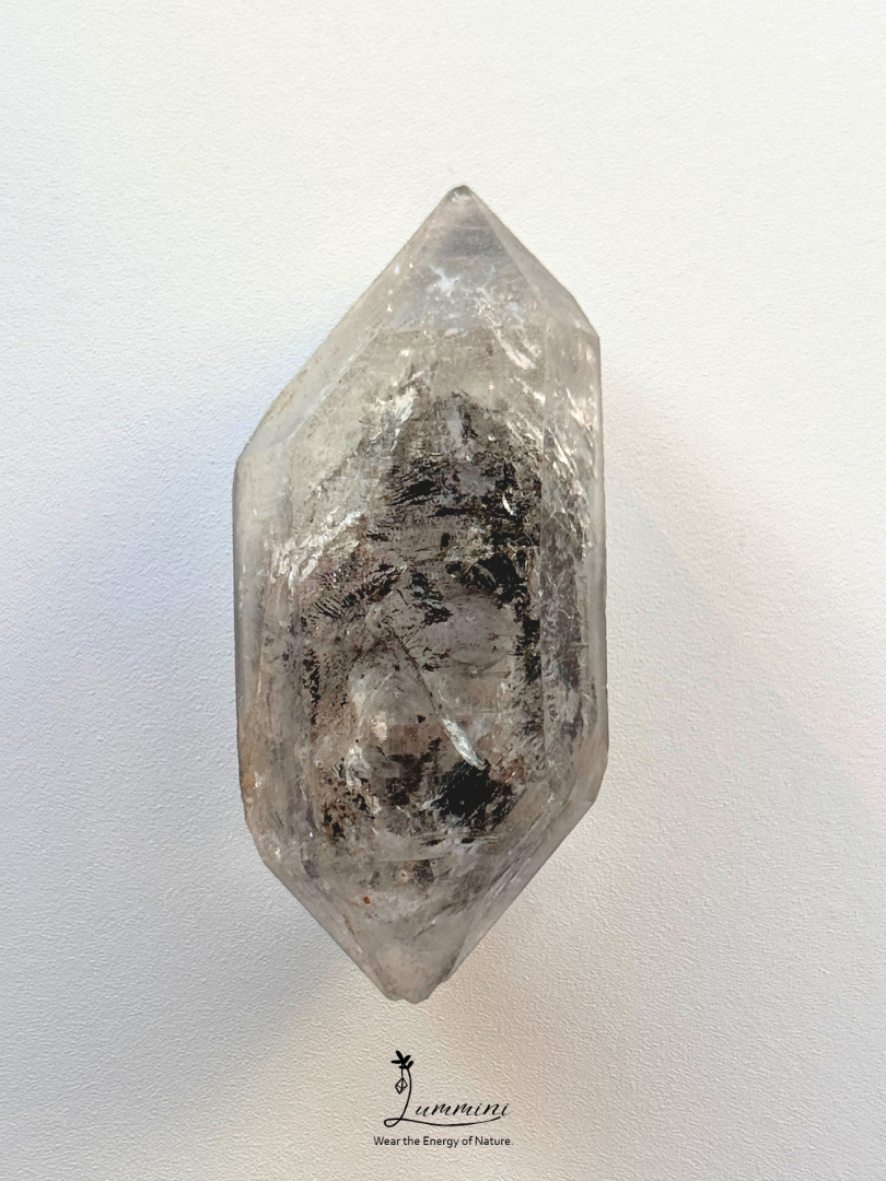 Natural Guizhou Herkimer Quartz Point – Original Skin – Black Flowing Sand Inclusion – 42g, 59mm