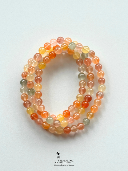 Natural Multicolour Rabbit Hair Quartz Triple-Wrap Bracelet – 6mm