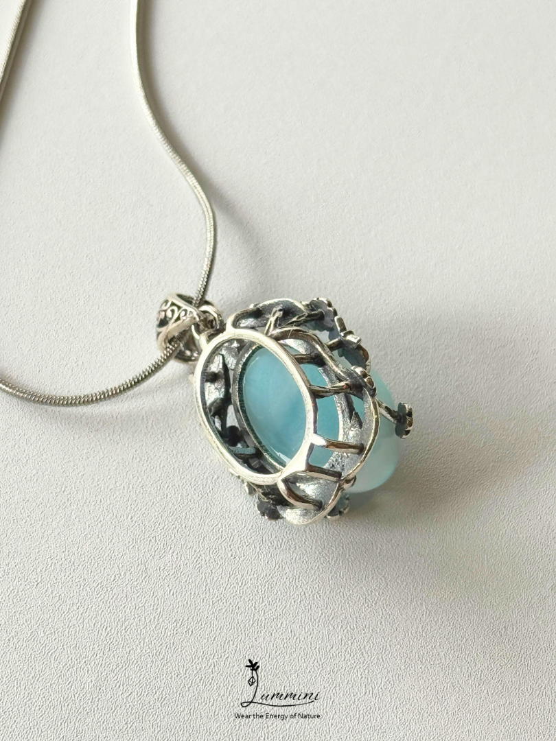 Genuine Natural Larimar Pendant Necklace in Silver 925 Setting – 18*20*14 mm, Gift Ready, One of a Kind, Larimar Jewellery