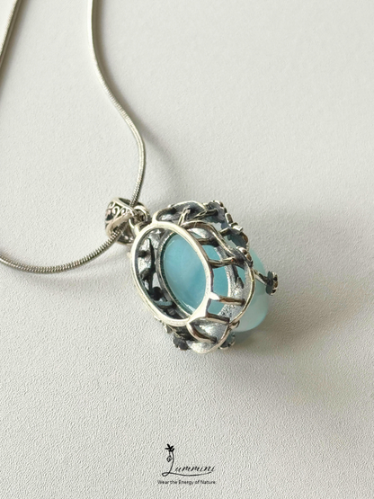 Genuine Natural Larimar Pendant Necklace in Silver 925 Setting – 18*20*14 mm, Gift Ready, One of a Kind, Larimar Jewellery