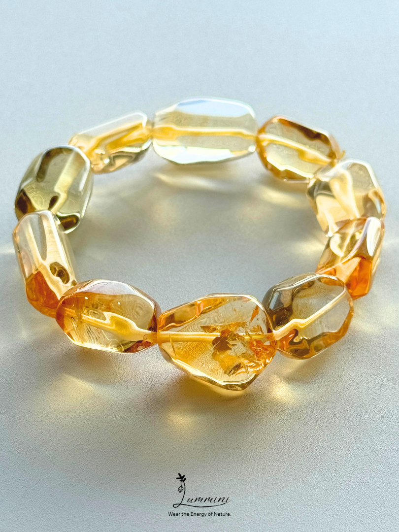Premium Brazil Natural Citrine Freeform Bracelet – 12–13 mm, One of a Kind, Gift Ready