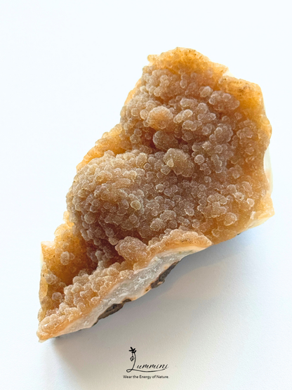 Natural Honey Botryoidal Druzy Quartz on Agate Matrix – 175g, 90mm