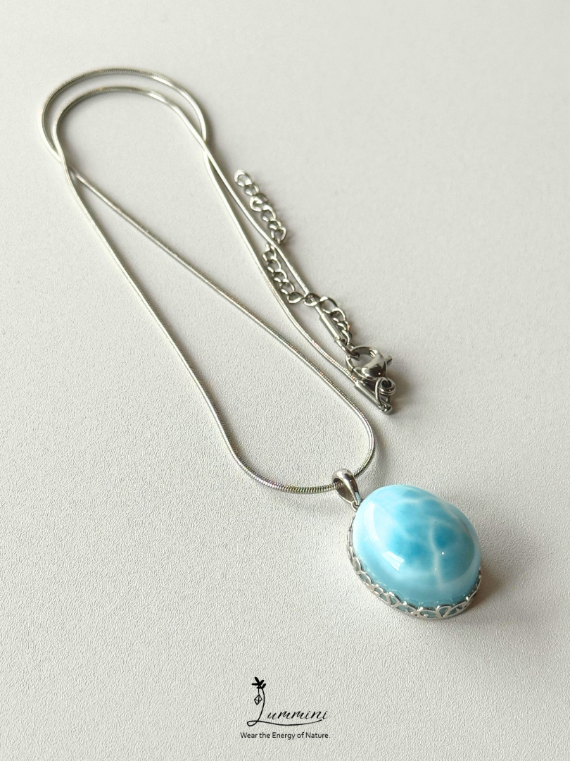 Genuine Natural Larimar Heart Pendant Necklace in Silver 925 Setting – 16*21*10 mm, Gift Ready, One of a Kind, Larimar Jewellery