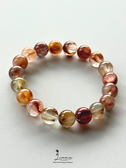 Natural Rabbit Hair Quartz Bracelet with Cat’s Eye Effect – 10.5mm - One of a Kind