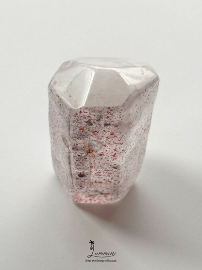 Natural Inclusion Quartz Tower / Hand Stone – Red “Venom Flower” Inclusions, 128g, One of a Kind