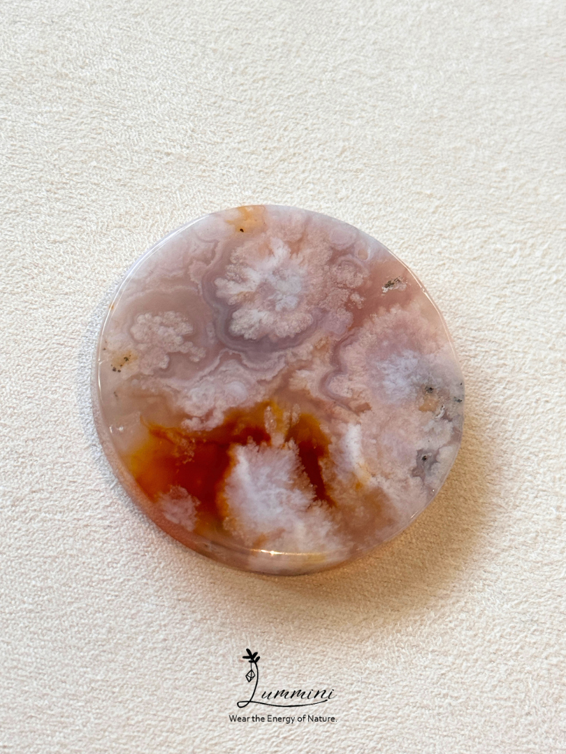 Natural Sakura Agate Round Pendant