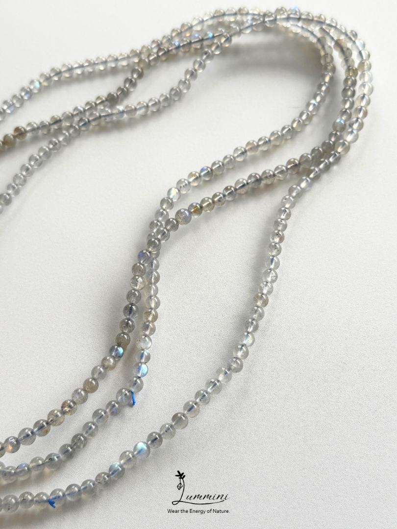 Natural Strong Blue Flash Grey Moonstone Multi-Wrap Bracelet – 5.3mm – Random Selection
