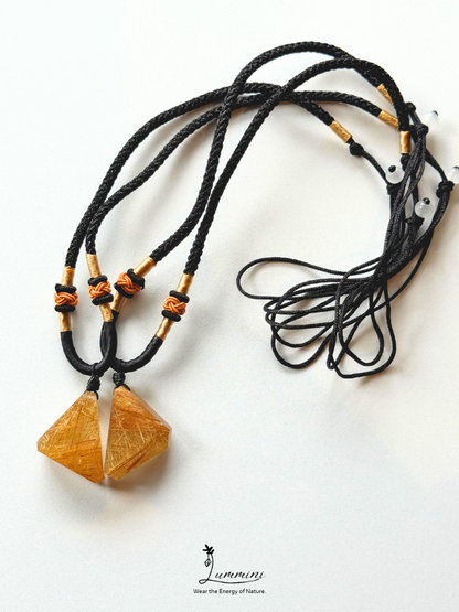 Artisan Natural Gold Rutilated Quartz Matching Necklace Set – Pair, Gift Selection, Gift Ready, Value Pack!!