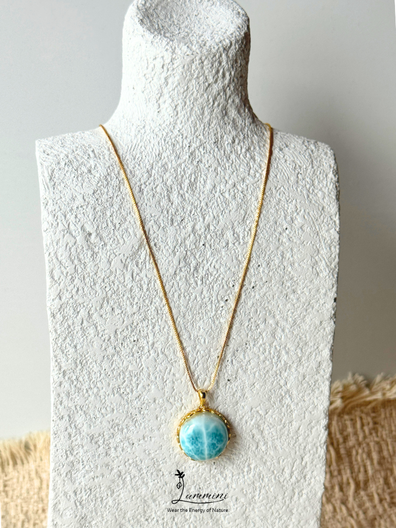 Genuine Natural Larimar Pendant Necklace in Silver 925 Setting – 17.5*8.5 mm, Gift Ready, One of a Kind, Larimar Jewellery