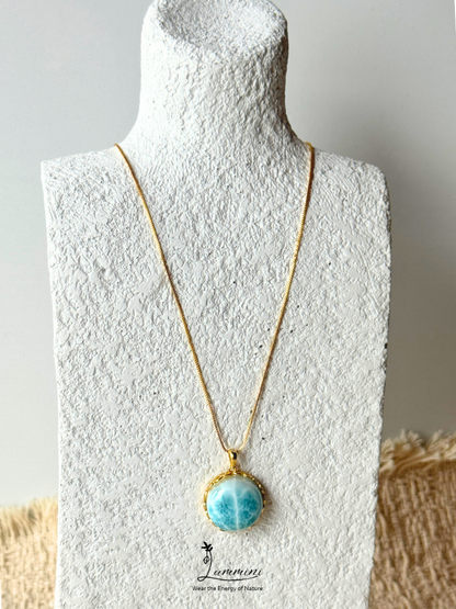 Genuine Natural Larimar Pendant Necklace in Silver 925 Setting – 17.5*8.5 mm, Gift Ready, One of a Kind, Larimar Jewellery