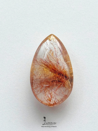 Natural Golden & Copper Rutilated Quartz Pendant – Frosted Mineral Surface