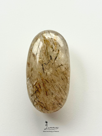 Natural Green Tourmaline Inclusion Quartz Palm Stone – Scallion-Like Needles – 100g, 68mm