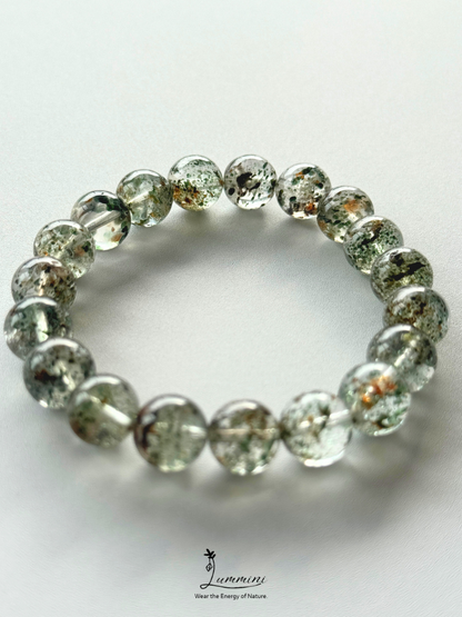 Rare Natural Green Mica Inclusion Quartz Bracelet – 10.5mm, One of a Kind, Gift Ready