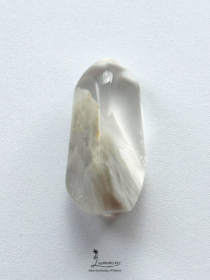 Natural White Rabbit Hair Quartz Freeform Pocket Stone - 7g