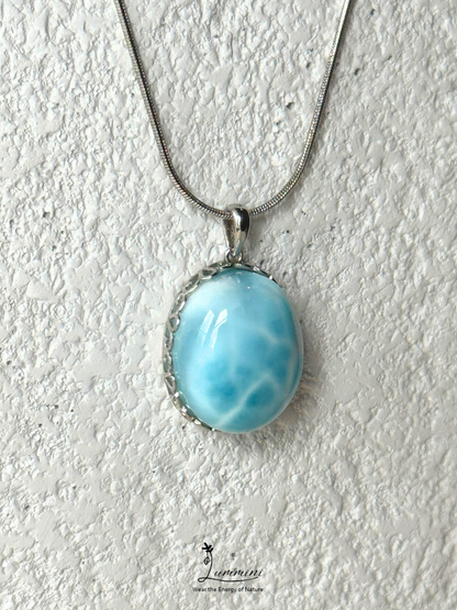 Genuine Natural Larimar Heart Pendant Necklace in Silver 925 Setting – 16*21*10 mm, Gift Ready, One of a Kind, Larimar Jewellery
