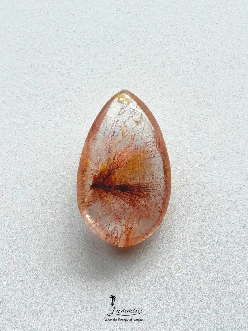 Natural Golden & Copper Rutilated Quartz Pendant – Frosted Mineral Surface