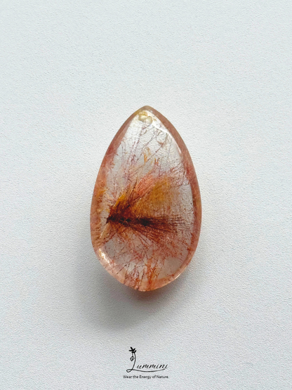 Natural Golden & Copper Rutilated Quartz Pendant – Frosted Mineral Surface