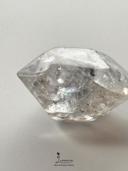 Natural Guizhou Herkimer Quartz Double-Terminated Palm Stone – One of a Kind - 107g, 65.5 mm