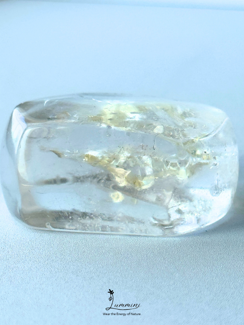 Natural Skeletal Inclusion Quartz Freeform Palm Stone – 84g, 47.5mm