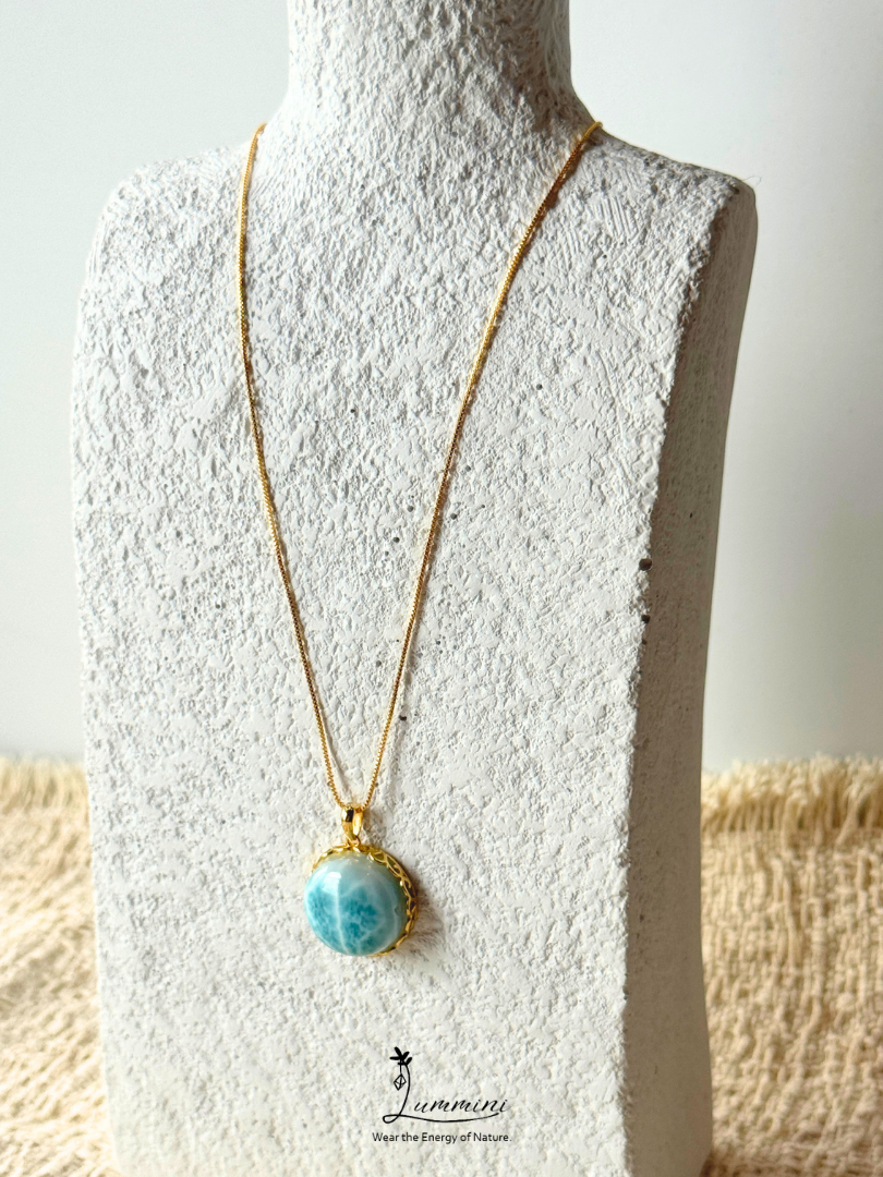 Genuine Natural Larimar Pendant Necklace in Silver 925 Setting – 17.5*8.5 mm, Gift Ready, One of a Kind, Larimar Jewellery