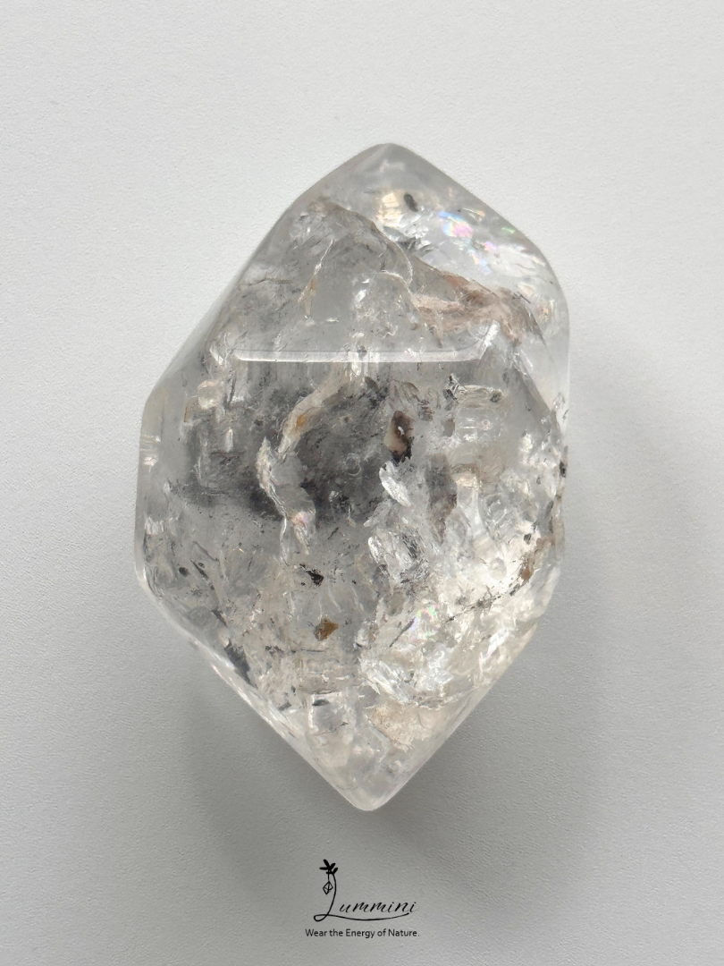 Natural Guizhou Herkimer Quartz Double-Terminated Palm Stone – One of a Kind - 107g, 65.5 mm