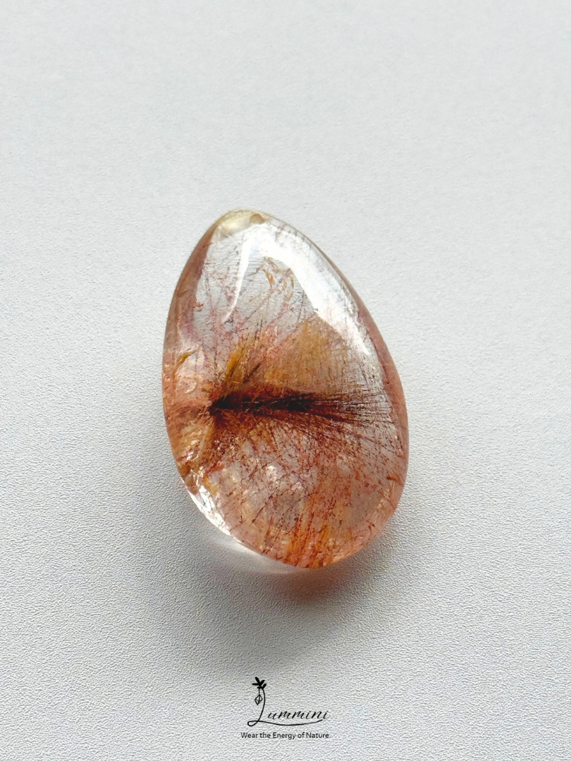 Natural Golden & Copper Rutilated Quartz Pendant – Frosted Mineral Surface