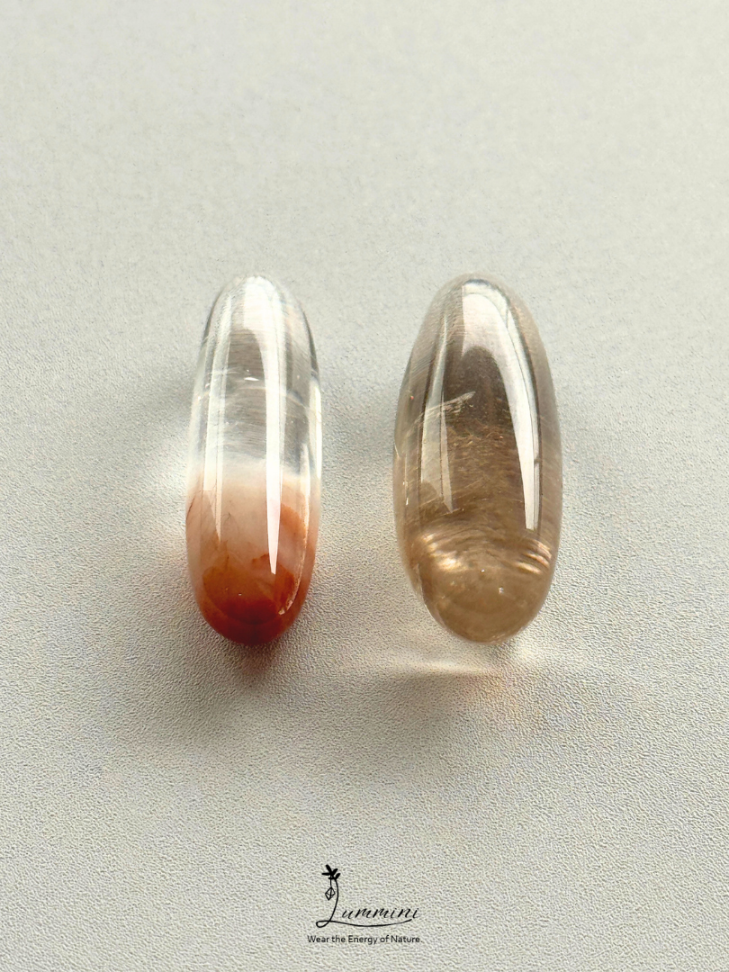 Natural Included Quartz Pocket Stone /  Capsule Value Pack – Rabbit Hair & Smoky Inclusion, 2 Pieces