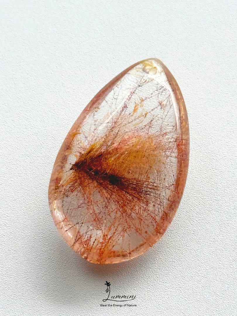 Natural Golden & Copper Rutilated Quartz Pendant – Frosted Mineral Surface