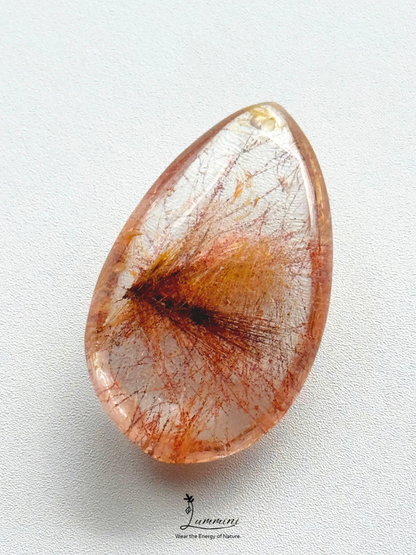 Natural Golden & Copper Rutilated Quartz Pendant – Frosted Mineral Surface